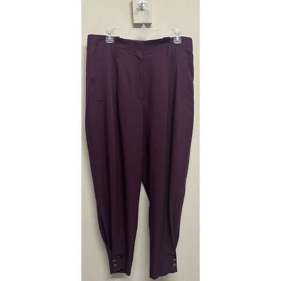 Ted Baker London Cuffed Trouser Kclarat Pants Size 4/10 Deep Purple NO BELT New - Picture 2 of 14